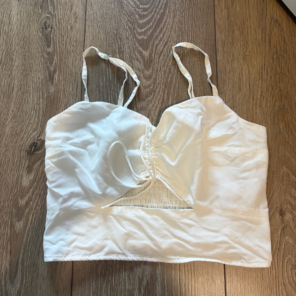Abercrombie & Fitch White Cotton Bralette with Tie Front